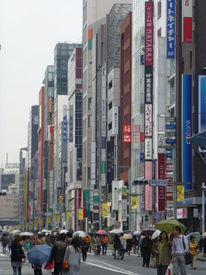 Shoppers on street in Ginza